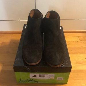 Sam Edelman, black suede booties